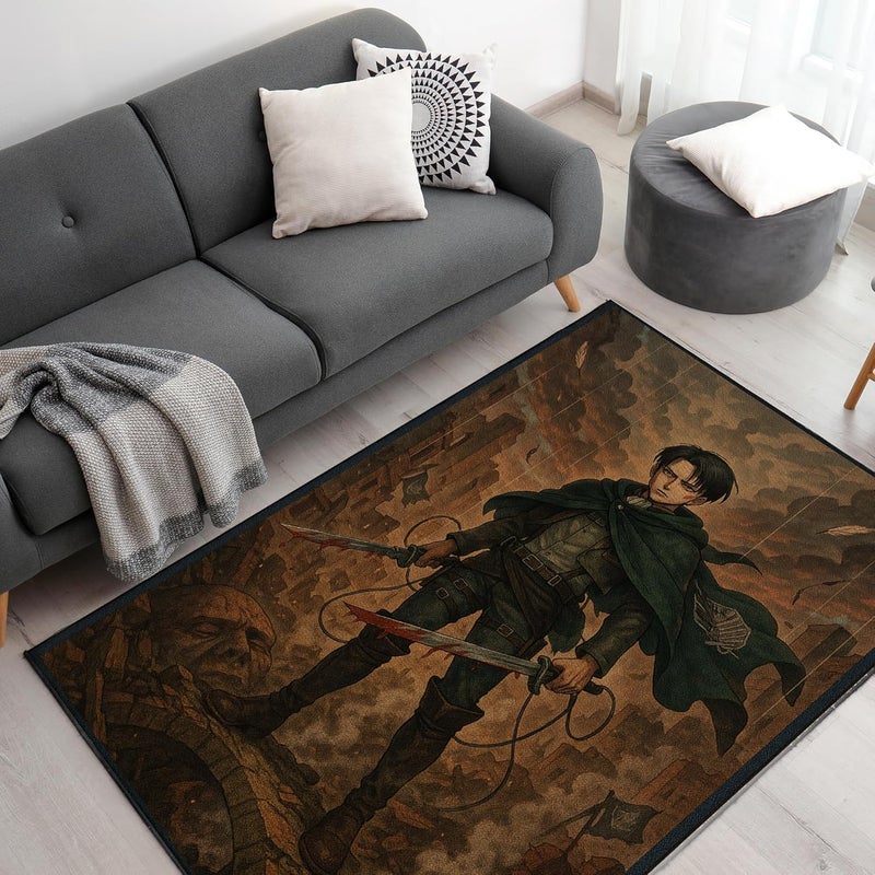 DreamController Attacck On Titaan Custom Rugs for Gamer Room (62x40inch)| Playroom Carpets Inspired by Games & Attacck On Titaan Decor for Gamers | Gamer Room Decor for Kids Teen Anti-Slip Gaming Mats - Image 1